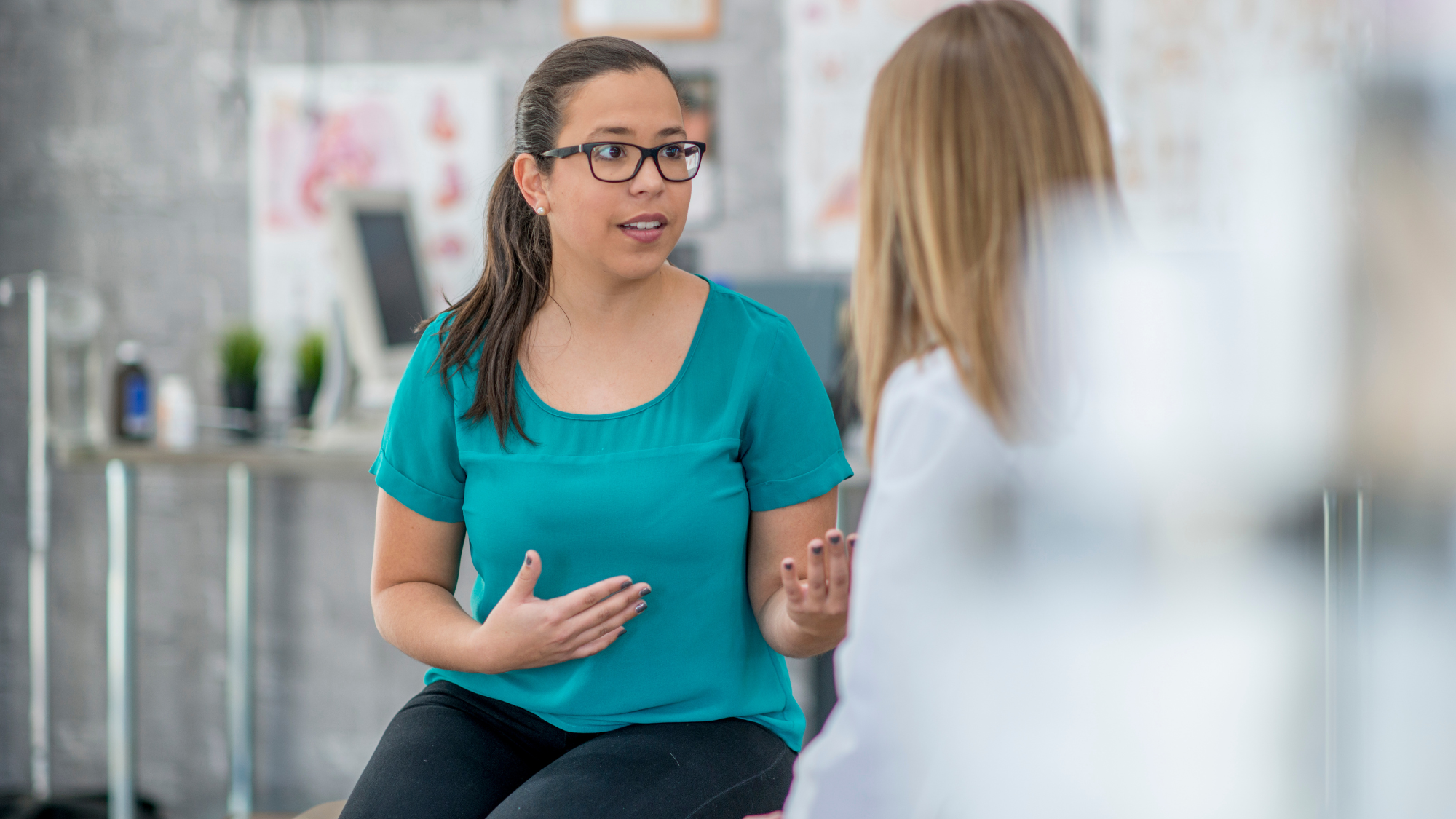 Female patient with doctor